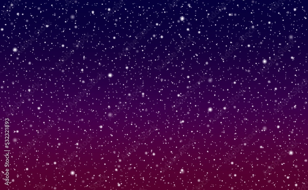赤い夜空に星と雪