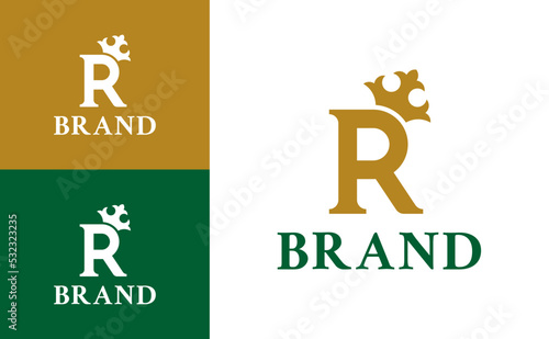 Letter R logo design combined with crown