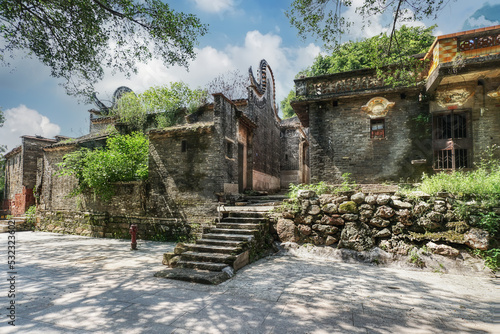 Foshan city, Guangdong, China. Shishan Libian ancient village with a history of 800 years, a collection of Ming and Qing cultures, Lingnan architecture, water towns and gardens.  photo