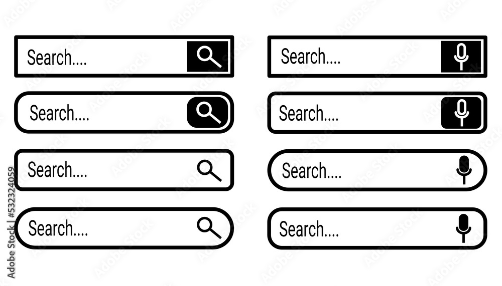 Various search bar set illustrations icons
