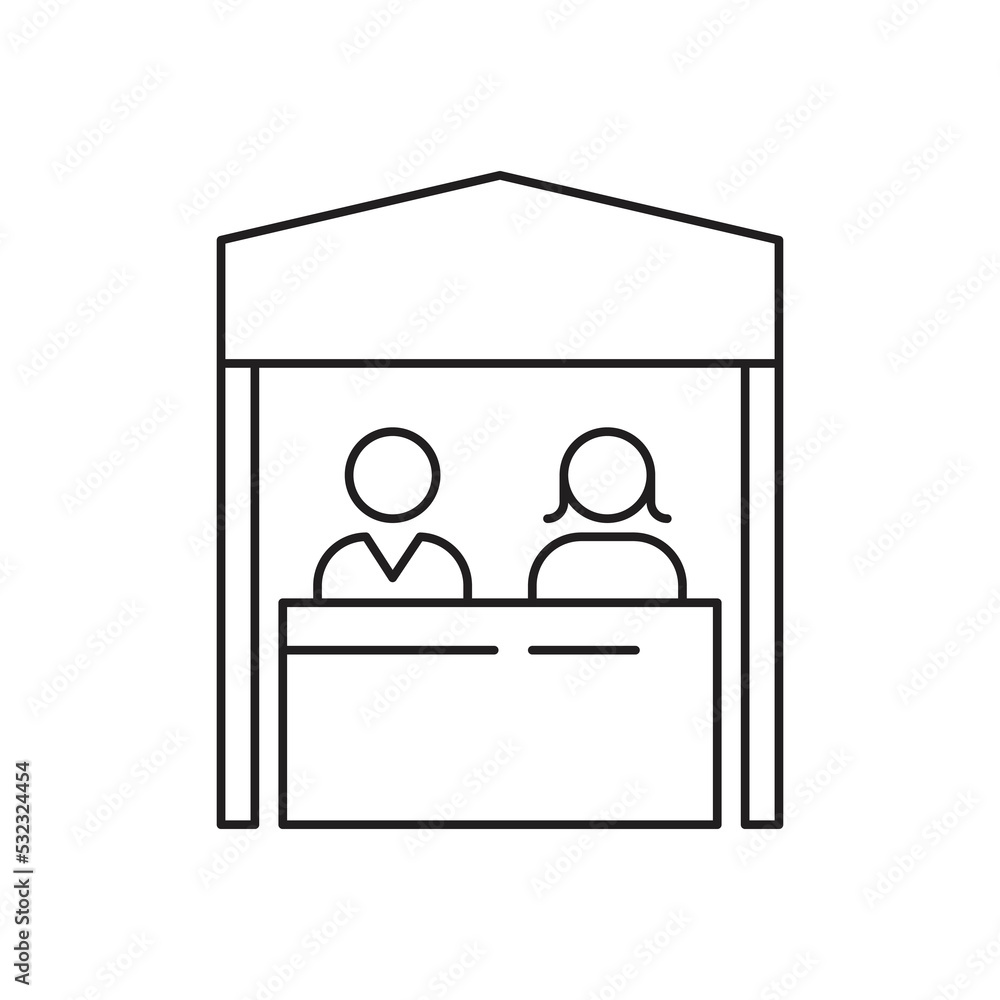 Promo stand icon design. Exhibition banner stand vector line icon. Advertising sign. isolated on white background. vector illustration Promo stand icon design. Exhibition banner stand vector line icon. Advertising sign. isolated on white background. vector illustration