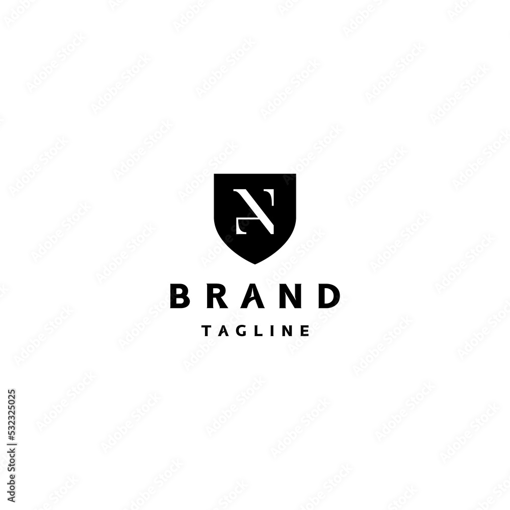 initials AN or NA in classic style logo design. Letter AN inside shield silhouette logo design. initials AN or NA in classic style logo design. Letter AN inside shield silhouette logo design.