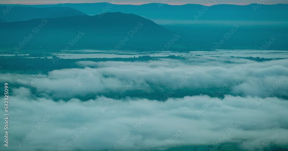 Sea of fog landscape time lapse video Amazing in nature Sea of fog texture over landscape mountain background 4K DCI 4096x2160P Sea of fog landscape time lapse video Amazing in nature Sea of fog texture over landscape mountain background 4K DCI 4096x2160P
