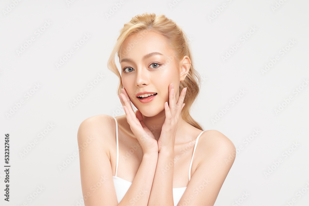 Beautiful young asian woman with clean fresh skin on white background, Face care, Facial treatment, Cosmetology, beauty and spa, Asian women portrait. Beautiful young asian woman with clean fresh skin on white background, Face care, Facial treatment, Cosmetology, beauty and spa, Asian women portrait.