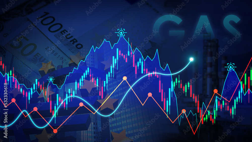 candle stick and line chart on euro bank and gas candle stick and line chart on euro bank and gas