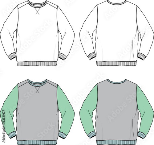 Blank Long sleeve t-shirt crewneck sweatshirt fashion design mock-up template