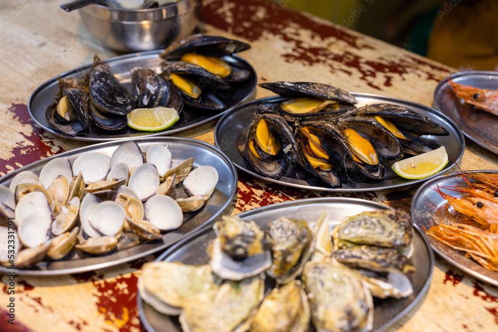 Fototapeta premium Mixed seafood dish on the table