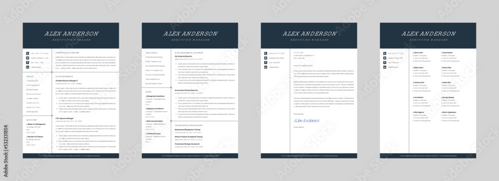 Clean Simple Aesthetic Design Resume or CV Templates Stock Vector ...