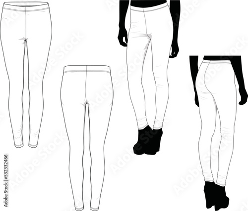 Blank leggings spandex jeans pants fashion design mock-up template