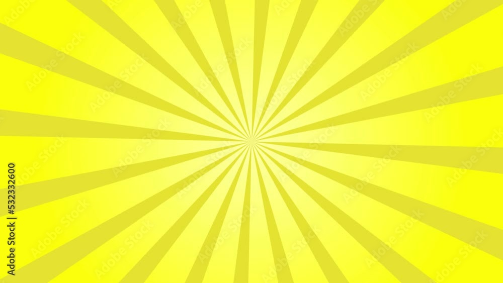 Yellow background animation. Sunburst, radial, sun light, circus, stripe background rotation. Cartoon sunburst pattern yellow, Stripes sunburst rotating motion. Yellow background animation. Sunburst, radial, sun light, circus, stripe background rotation. Cartoon sunburst pattern yellow, Stripes sunburst rotating motion.