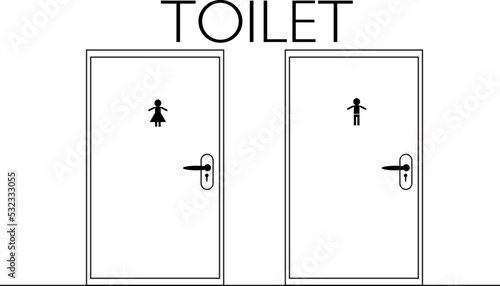 Toilet door vector illustration, male and female gender, male and female gender toilet room vector conception
