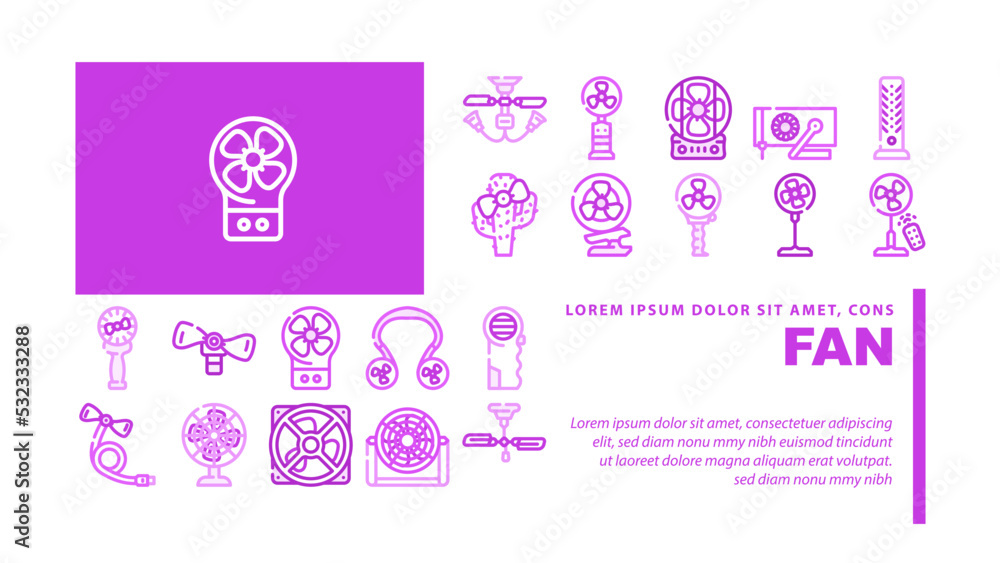 Fan Electronic Cooling Device landing web page header vector. Ceiling And Floor Fan, Children Ventilator In Cactus Shape Connected To Phone. Gadget With Remote Control And Manual Color Illustrations Fan Electronic Cooling Device landing web page header vector. Ceiling And Floor Fan, Children Ventilator In Cactus Shape Connected To Phone. Gadget With Remote Control And Manual Color Illustrations