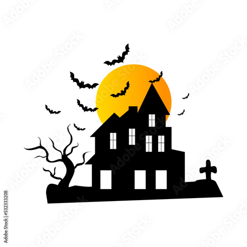 desain illustrasi haunted house hallowen