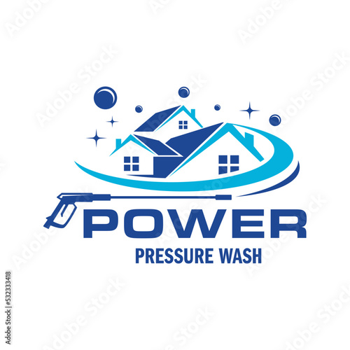 Pressure power wash spray logo design. Professional Power Washing Illustration vector graphic template