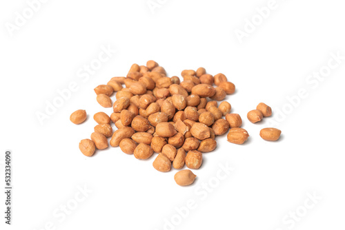 close up of fresh raw peanuts isolated on white background