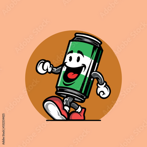 vintage beer can cartoon mascot illustration