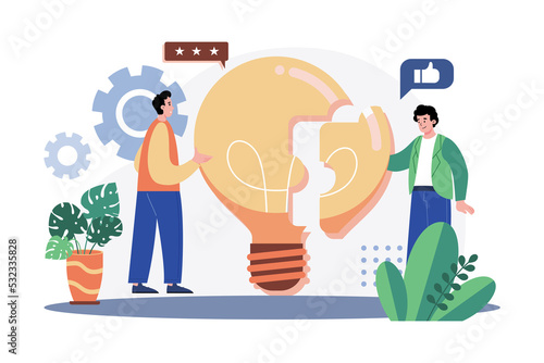 Team meeting brainstorming ideas Illustration concept on white background
