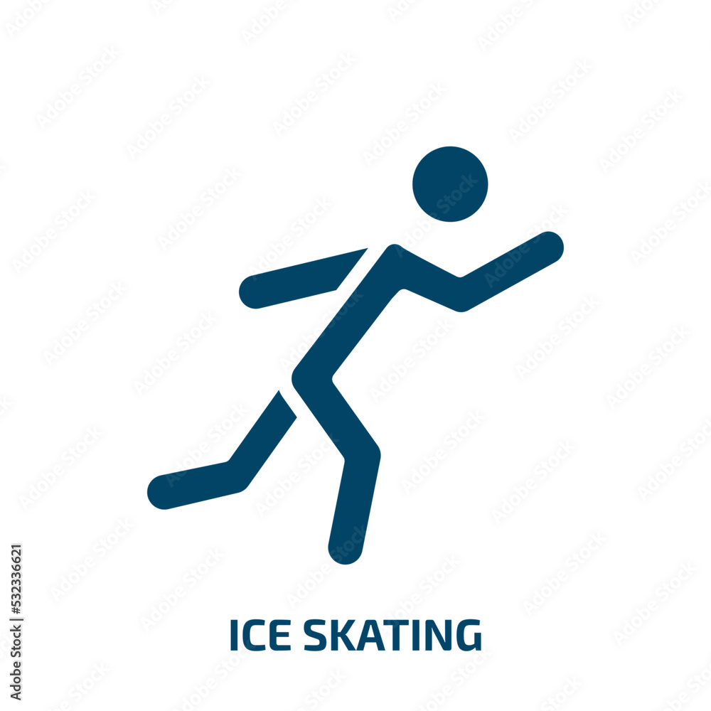 ice skating icon from activity and hobbies collection. Filled ice skating, ice, season glyph icons isolated on white background. Black vector ice skating sign, symbol for web design and mobile apps