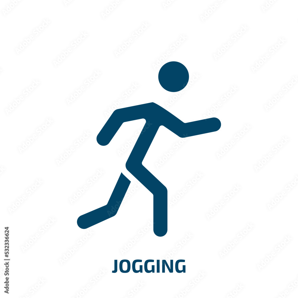 jogging icon from activity and hobbies collection. Filled jogging, run, fitness glyph icons isolated on white background. Black vector jogging sign, symbol for web design and mobile apps