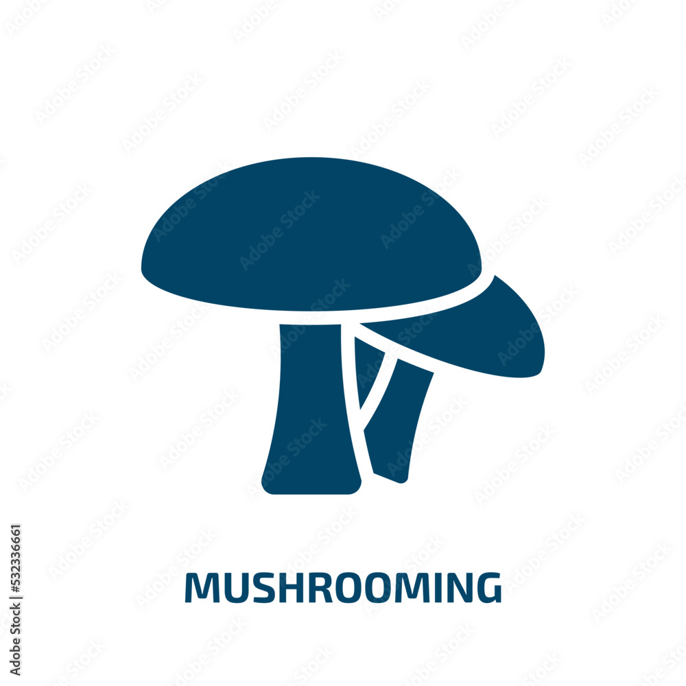 mushrooming icon from activity and hobbies collection. Filled mushrooming, mushroom, food glyph icons isolated on white background. Black vector mushrooming sign, symbol for web design and mobile apps mushrooming icon from activity and hobbies collection. Filled mushrooming, mushroom, food glyph icons isolated on white background. Black vector mushrooming sign, symbol for web design and mobile apps