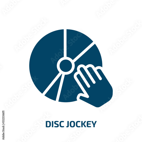 disc jockey icon from activity and hobbies collection. Filled disc jockey, sound, music glyph icons isolated on white background. Black vector disc jockey sign, symbol for web design and mobile apps