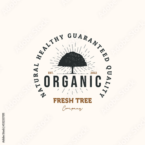 Oak tree vintage logo vector minimalist illustration design, oaktree organic