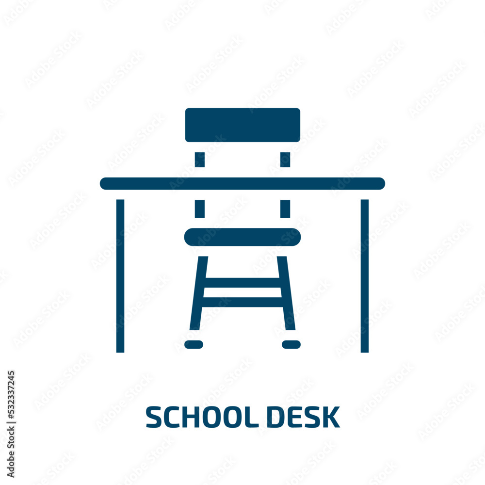 school desk icon from computer collection. Filled school desk, education, school glyph icons isolated on white background. Black vector school desk sign, symbol for web design and mobile apps school desk icon from computer collection. Filled school desk, education, school glyph icons isolated on white background. Black vector school desk sign, symbol for web design and mobile apps