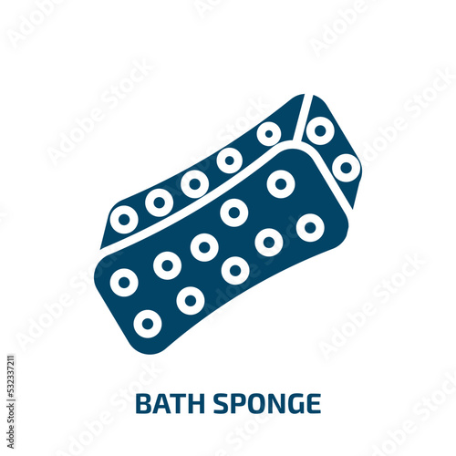 bath sponge icon from beauty collection. Filled bath sponge, sponge, bath glyph icons isolated on white background. Black vector bath sponge sign, symbol for web design and mobile apps