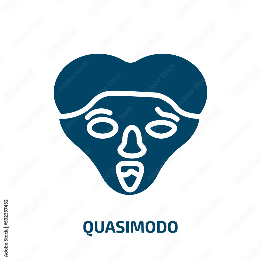 quasimodo icon from education collection. Filled quasimodo, alphabet, lunch glyph icons isolated on white background. Black vector quasimodo sign, symbol for web design and mobile apps quasimodo icon from education collection. Filled quasimodo, alphabet, lunch glyph icons isolated on white background. Black vector quasimodo sign, symbol for web design and mobile apps
