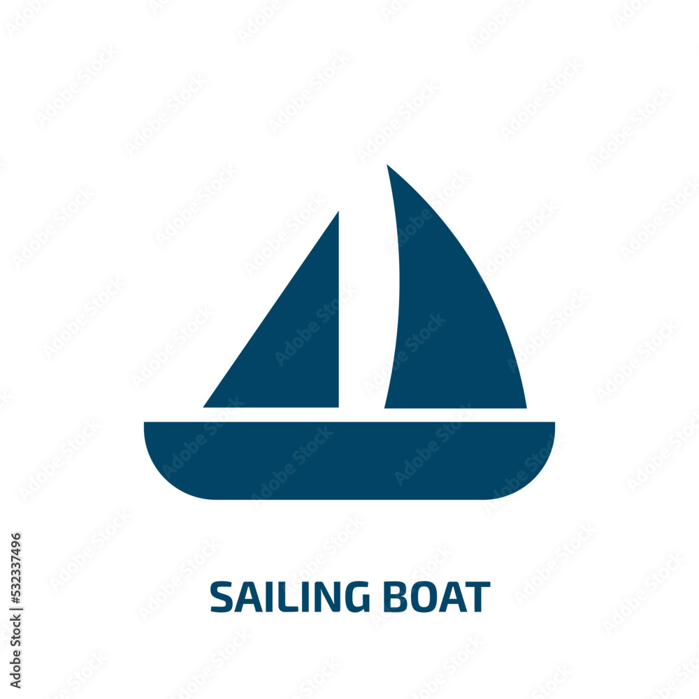 sailing boat icon from arcade collection. Filled sailing boat, vacation, boat glyph icons isolated on white background. Black vector sailing boat sign, symbol for web design and mobile apps