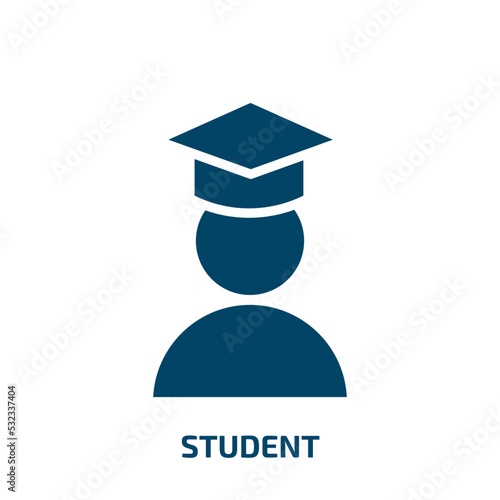 student icon from education collection. Filled student, study, learning glyph icons isolated on white background. Black vector student sign, symbol for web design and mobile apps