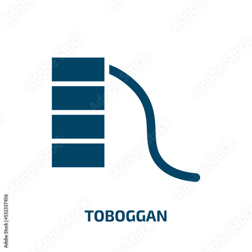 toboggan icon from entertainment collection. Filled toboggan, activity, winter glyph icons isolated on white background. Black vector toboggan sign, symbol for web design and mobile apps