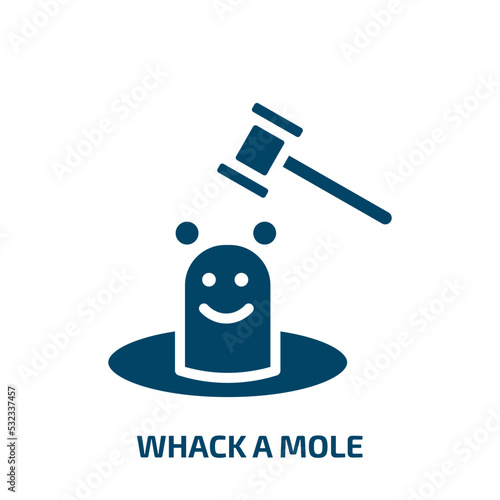 whack a mole icon from entertainment collection. Filled whack a mole, fun, competition glyph icons isolated on white background. Black vector whack a mole sign, symbol for web design and mobile apps