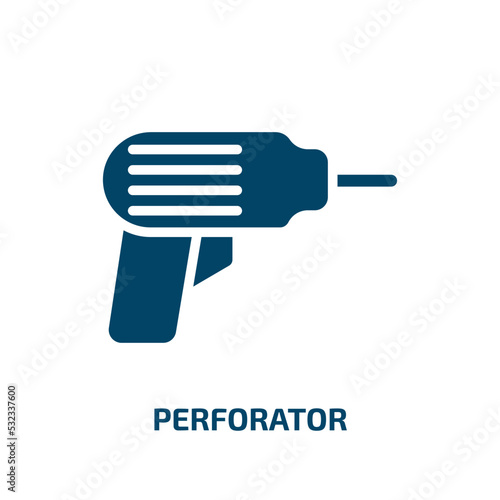 perforator icon from general collection. Filled perforator, industry, instrument glyph icons isolated on white background. Black vector perforator sign, symbol for web design and mobile apps
