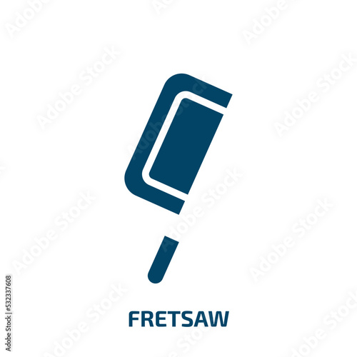 fretsaw icon from general collection. Filled fretsaw, blade, work glyph icons isolated on white background. Black vector fretsaw sign, symbol for web design and mobile apps