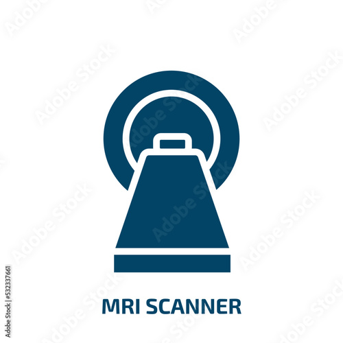 mri scanner icon from general collection. Filled mri scanner, equipment, medical glyph icons isolated on white background. Black vector mri scanner sign, symbol for web design and mobile apps