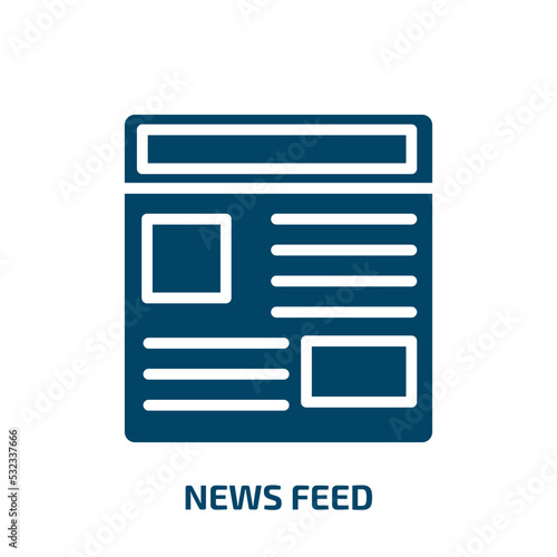 news feed icon from general collection. Filled news feed, blog, feed glyph icons isolated on white background. Black vector news feed sign, symbol for web design and mobile apps