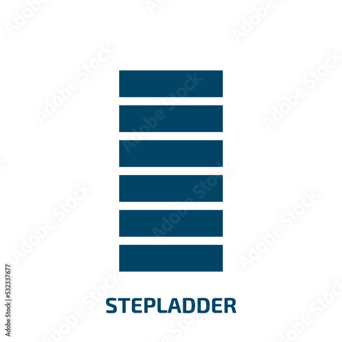 stepladder icon from general collection. Filled stepladder, building, construction glyph icons isolated on white background. Black vector stepladder sign, symbol for web design and mobile apps