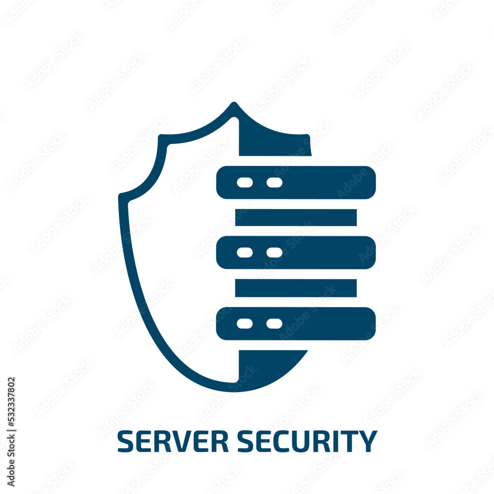 server security icon from internet security collection. Filled server security, server, network glyph icons isolated on white background. Black vector server security sign, symbol for web design and server security icon from internet security collection. Filled server security, server, network glyph icons isolated on white background. Black vector server security sign, symbol for web design and