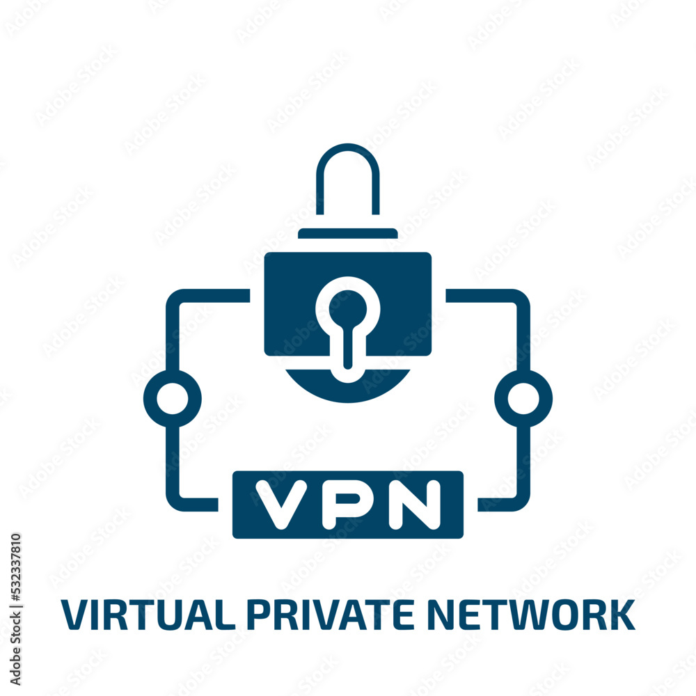 virtual private network icon from internet security collection. Filled virtual private network, server, private glyph icons isolated on white background. Black vector virtual private network sign,