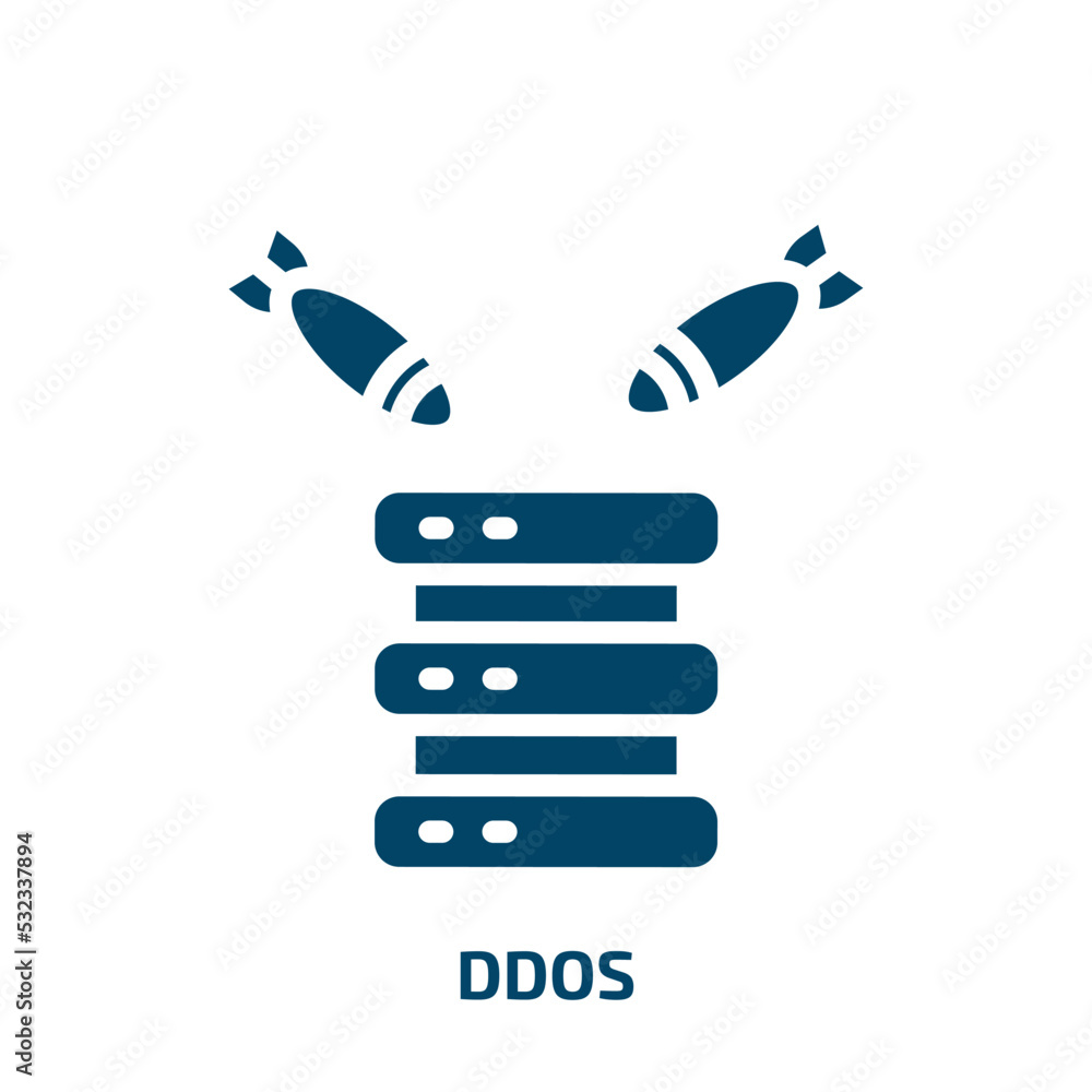 ddos icon from internet security collection. Filled ddos, protection, virus glyph icons isolated on white background. Black vector ddos sign, symbol for web design and mobile apps ddos icon from internet security collection. Filled ddos, protection, virus glyph icons isolated on white background. Black vector ddos sign, symbol for web design and mobile apps