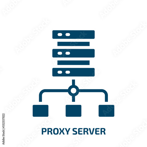 proxy server icon from internet security collection. Filled proxy server, data, proxy glyph icons isolated on white background. Black vector proxy server sign, symbol for web design and mobile apps