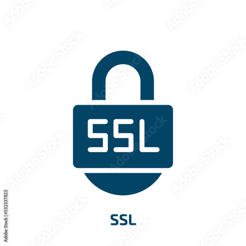 ssl icon from internet security collection. Filled ssl, protection, secure glyph icons isolated on white background. Black vector ssl sign, symbol for web design and mobile apps