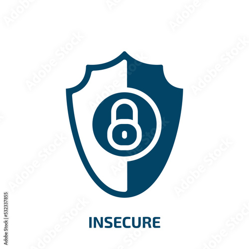 insecure icon from internet security collection. Filled insecure, security, data glyph icons isolated on white background. Black vector insecure sign, symbol for web design and mobile apps