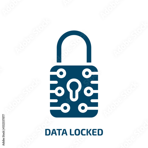 data locked icon from internet security collection. Filled data locked , data, lock glyph icons isolated on white background. Black vector data locked sign, symbol for web design and mobile apps