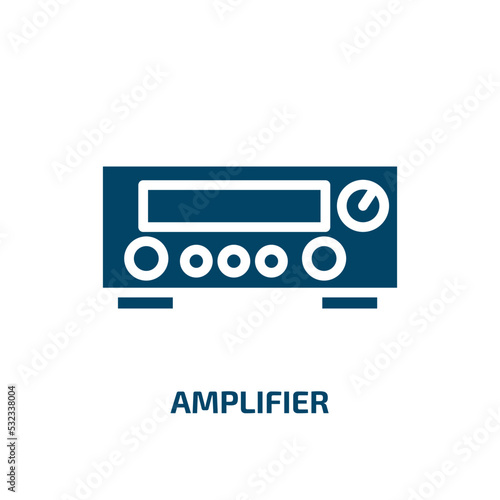 amplifier icon from music and media collection. Filled amplifier, music, audio glyph icons isolated on white background. Black vector amplifier sign, symbol for web design and mobile apps