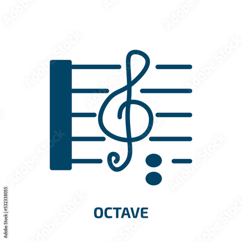 octave icon from music and media collection. Filled octave, play, sound glyph icons isolated on white background. Black vector octave sign, symbol for web design and mobile apps