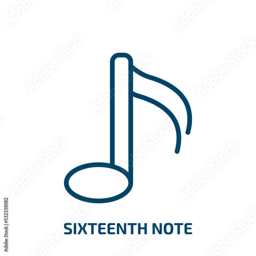 sixteenth note icon from music and media collection. Filled sixteenth note, note, sixteenth glyph icons isolated on white background. Black vector sixteenth note sign, symbol for web design and mobile