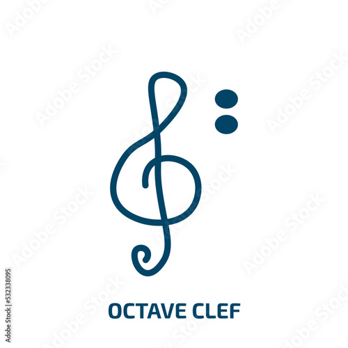 octave clef icon from music and media collection. Filled octave clef, play, sound glyph icons isolated on white background. Black vector octave clef sign, symbol for web design and mobile apps