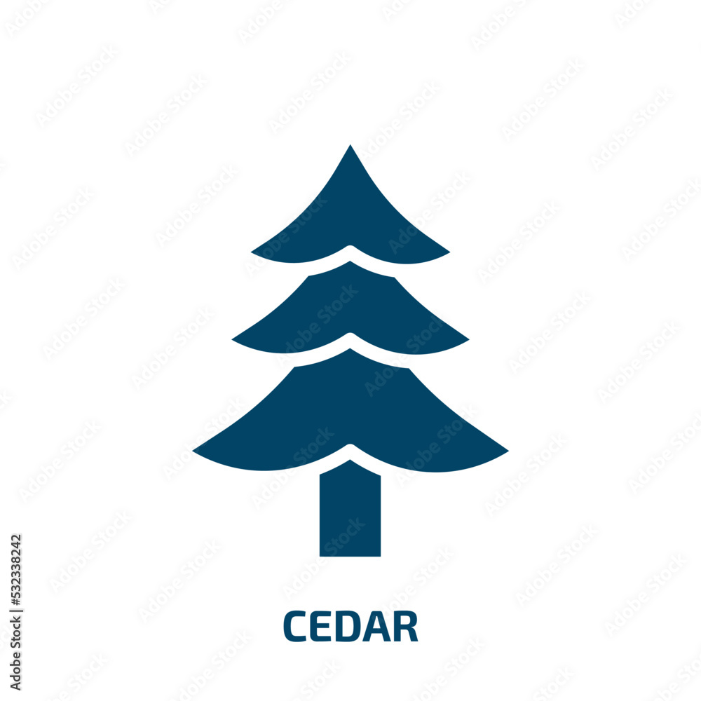 Fototapeta premium cedar icon from nature collection. Filled cedar, tree, plant glyph icons isolated on white background. Black vector cedar sign, symbol for web design and mobile apps